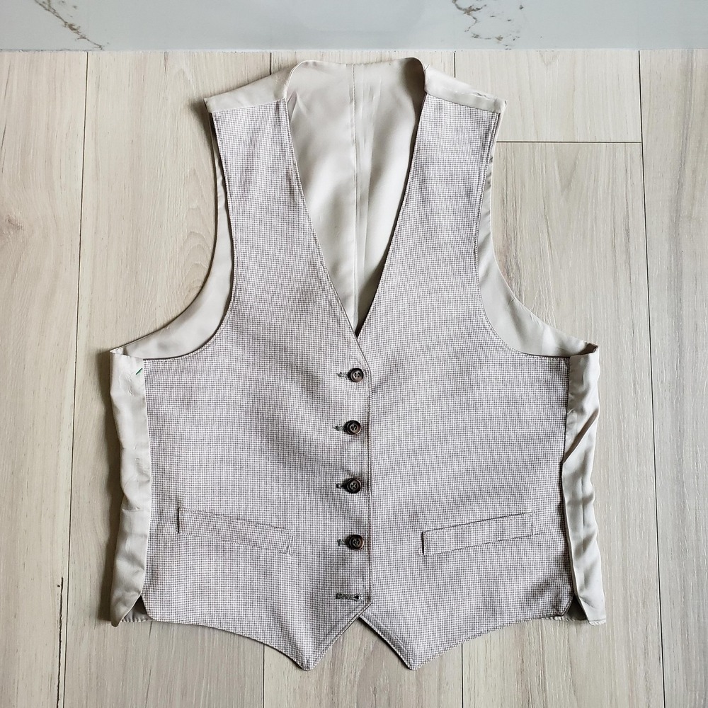 Vintage Sears Roebuck  Reversible Vest Mens 40 Beige Formal Wedding Prom Tuxedo
